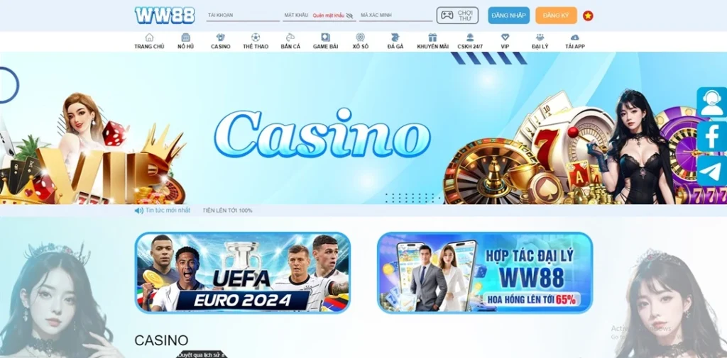 Sân chơi casino WW88 hợp pháp và an toàn